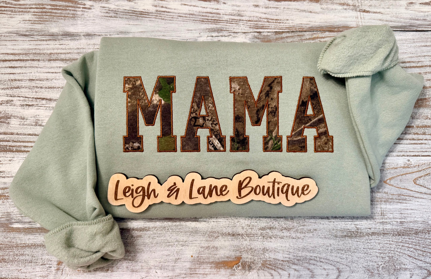Mama Camo Appliqué Embrodiery Crewneck