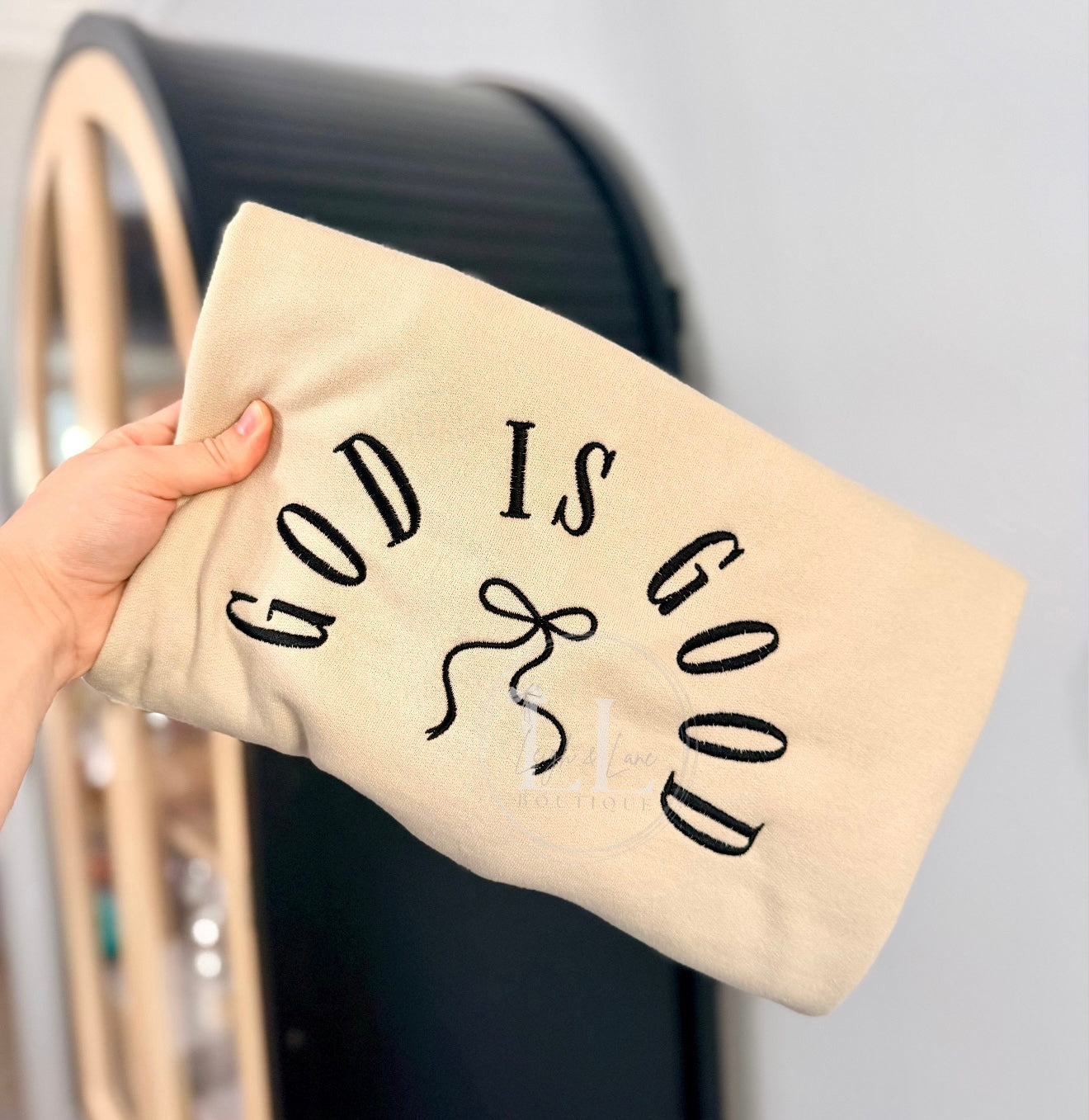 Embroidered God is Good Crewneck