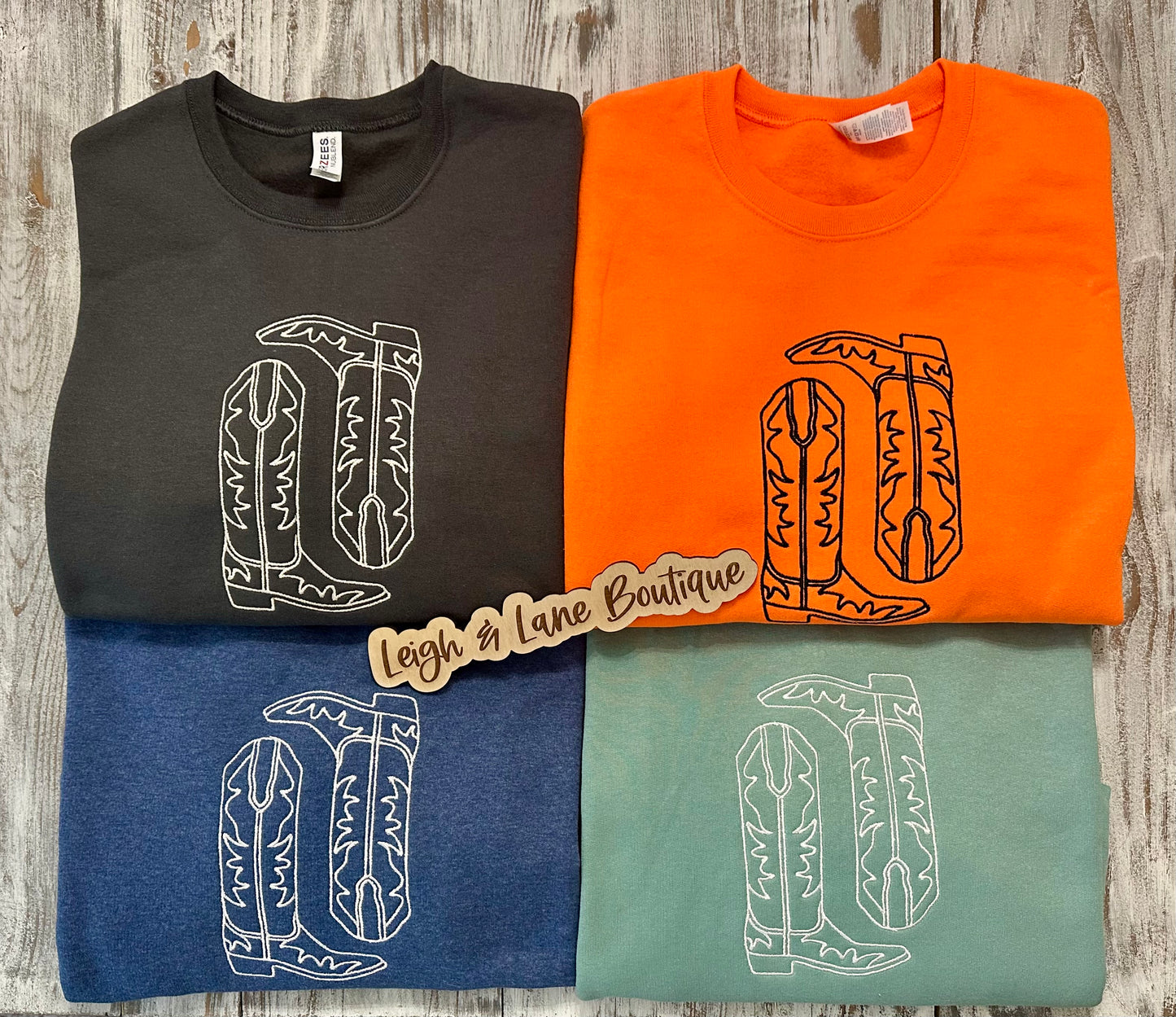 Embroidered Cowboy Boots Crewneck