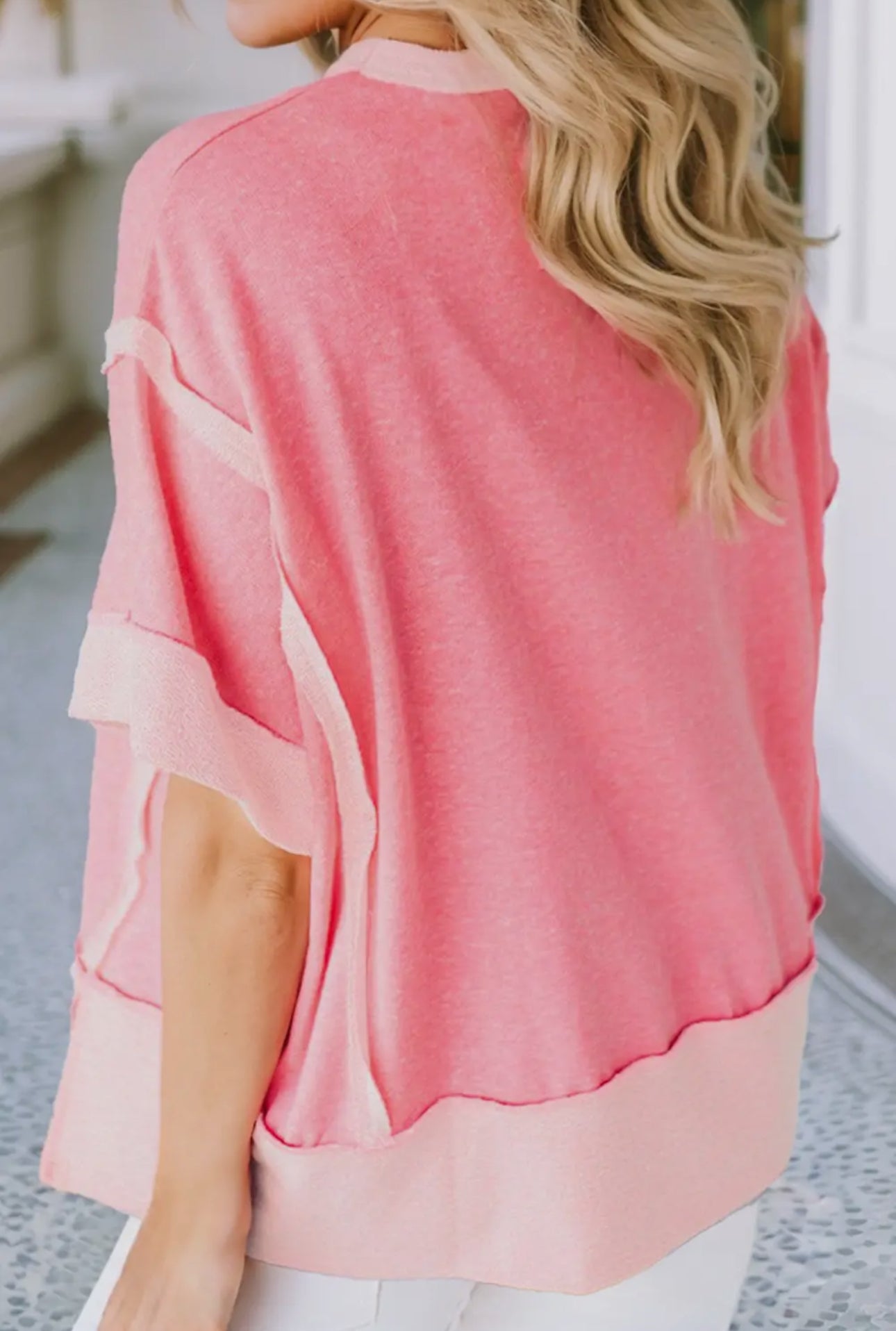 Raw Seam High Low Side Split Top